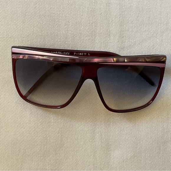 Laura Biagiotti Sunglasses Vintage Burgundy EyeWear Big Made In Italy P18217L - Picture 1 of 5